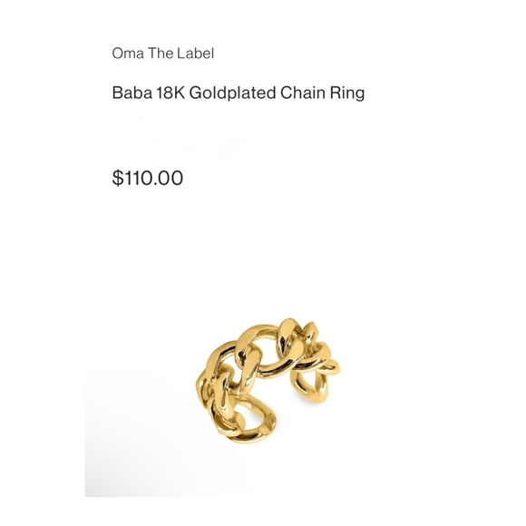 NWT OMA The Label Baba 18K Goldplated Chain Ring - Picture 5 of 14